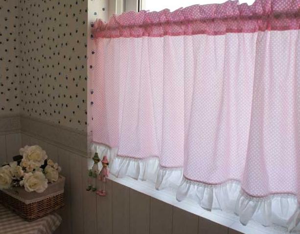 Details About French Country Blue Polka Dot Cafe Kitchen Curtain