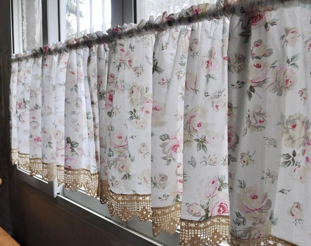 French Country Floral Rose Cafe Kitchen Curtain 007