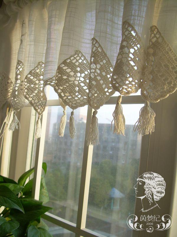 Set Of French Country Lace Crochet Cafe Kitchen Curtain