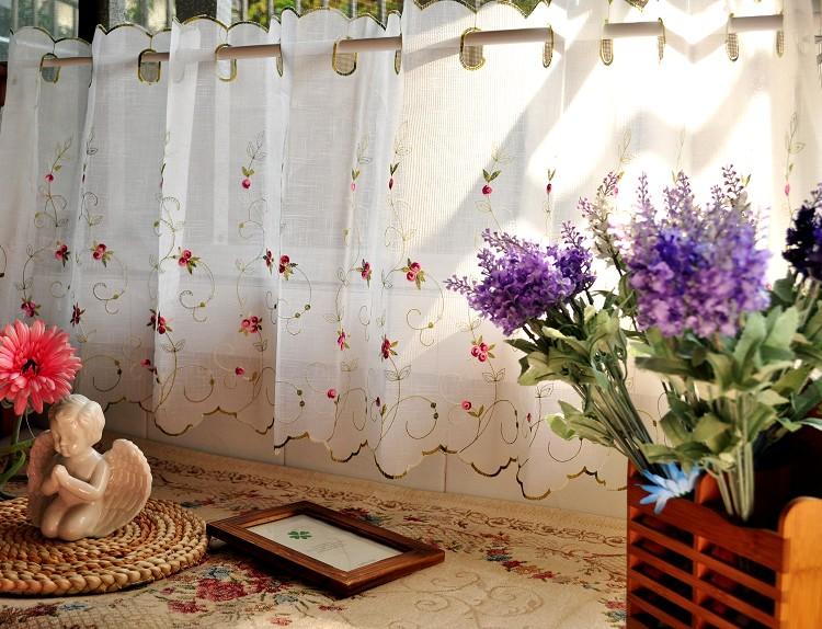 Embroidered Cafe Kitchen Curtain Tier Valance Cottage