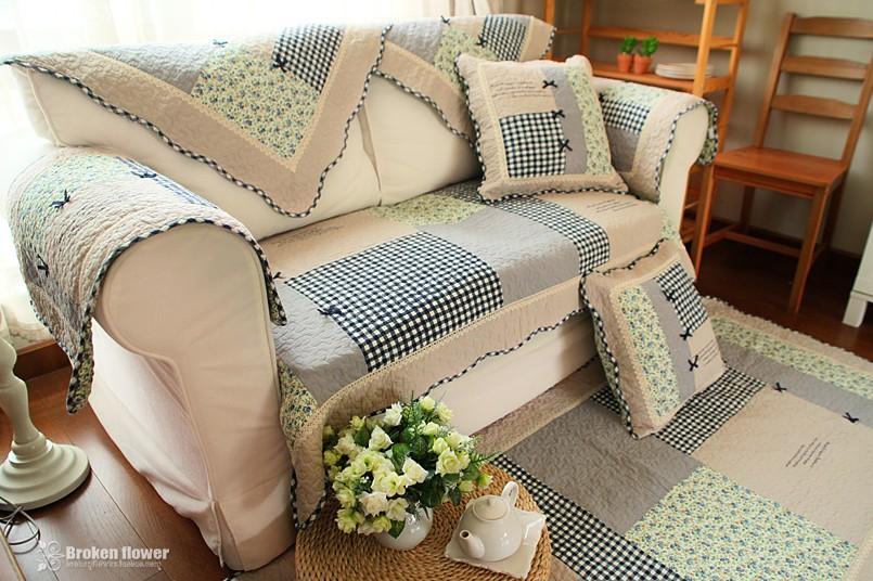 Country Floral Cotton Quilted Couch Sofa Furniture Protector Cover