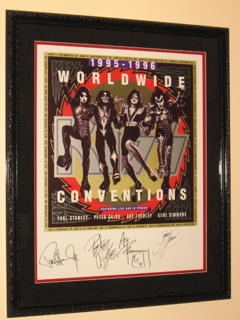 Kiss Signed Custom Framed Lithograph All 4 Original Signatures eBay