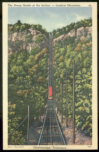 Postcard - Steep Grade of the Incline Railroad, Chattanooga, Tennessee