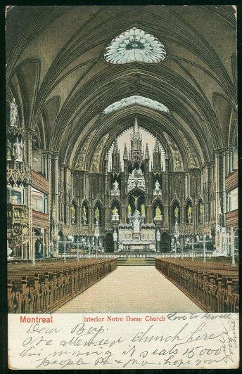 Postcard - Undivided Postcard Notre Dame Church, Interior, Montreal, Ontario, Canada
