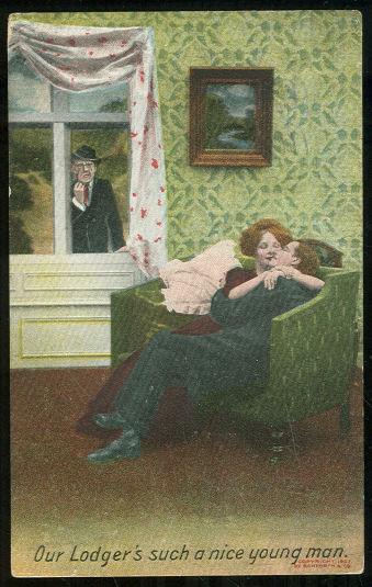 Image for COMIC POSTCARD OF A KISSING LODGER, SUCH A NICE MAN