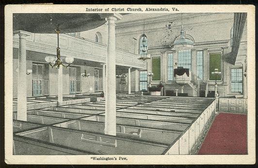 Postcard - Washington's Pew, Christ Church, Alexandria, Virginia
