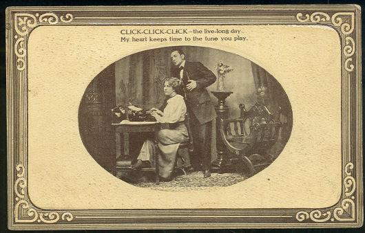 Postcard - Victorian Courting Couple with Secretary and Boss
