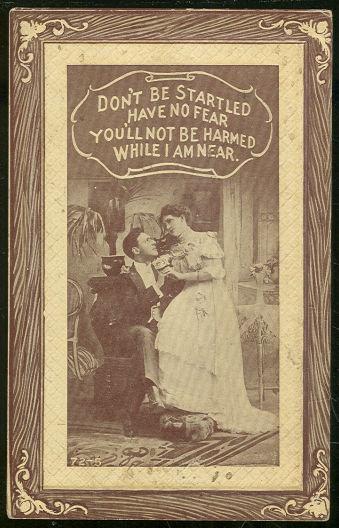 Postcard - Lovely Victorian Lady Being Protected