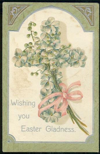 Postcard - Wishing Easter Gladness Postcard with Floral Cross