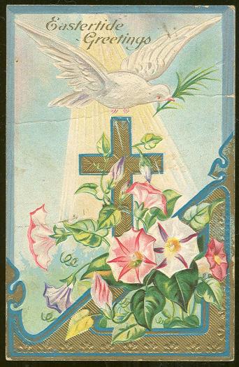 Postcard - Eastertide Greetings Postcard with Dove and Gold Cross