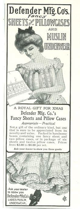 Image for 1901 LADIES HOME JOURNAL DEFENDER MFG. CO'S SHEETS AND PILLOWCASES AND MUSLIN UNDERWEAR MAGAZINE ADVERTISEMENT