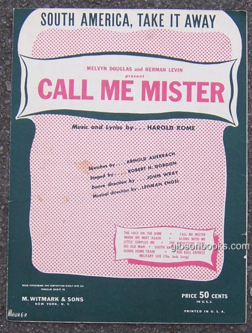 Sheet Music - South America, Take It Away