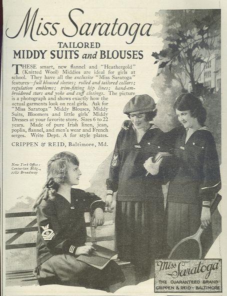 Image for 1921 LADIES HOME JOURNAL MISS SARATOGA MIDDY SUITS MAGAZINE ADVERTISEMENT