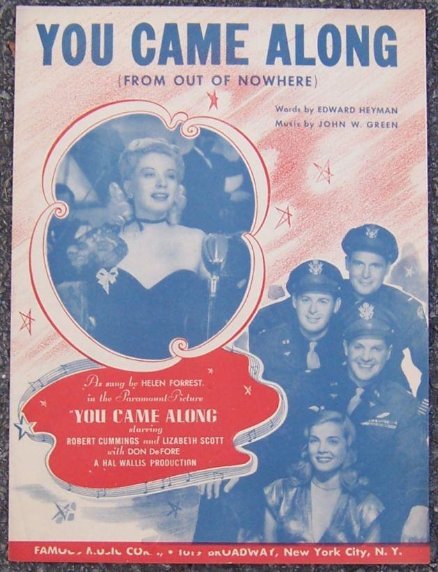Sheet Music - You Came Along from out of Nowhere