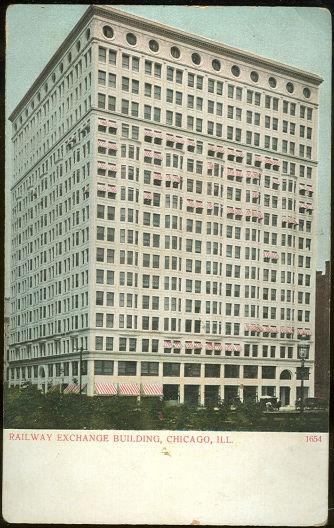 Postcard - Railway Exchange Building, Chicago, Illinois