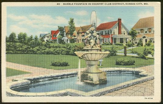 Postcard - Marble Fountain in Country Club District Kansas City, Missouri