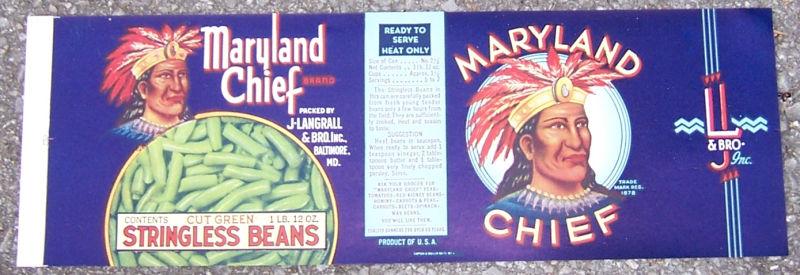 Image for CAN LABEL FOR MARYLAND CHIEF CUT GREEN STRINGLESS BEANS