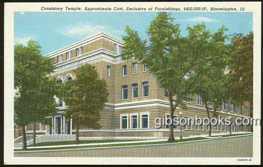 Postcard - Consistory Temple, Bloomington, Illinois