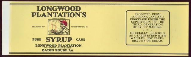 Image for CAN LABEL FOR LONGWOOD PLANTATION'S PRUE CANE SYRUP