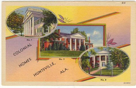 Postcard - Colonial Homes of Huntsville, Alabama