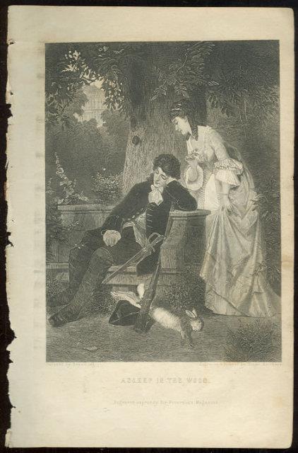 Print - Asleep in the Wood from 1876 Peterson's Magazine