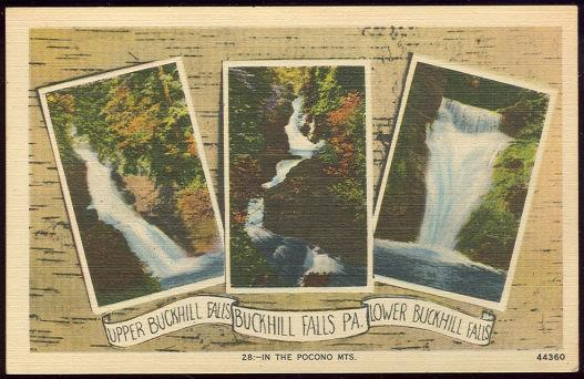 Postcard - Upper Buck Hill Falls, Buck Hill Falls, Lower Buck Hill Falls, Pennsylvania in the Pocono Mountains