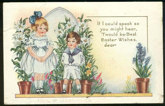 Postcard - Easter Postcard with Two Cute Kids with Easter Wishes