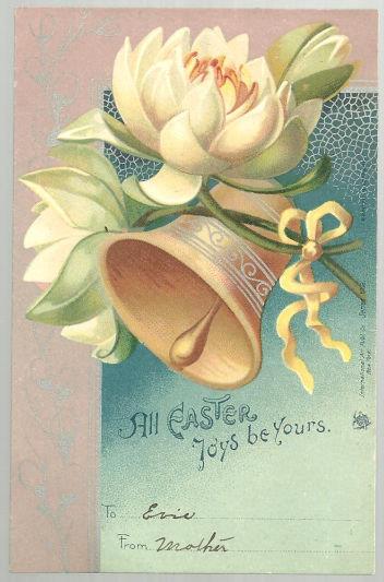 Postcard - Easter Joys Postcard with Bell and Flowers