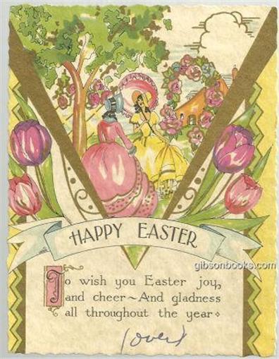 Image for HAPPY EASTER GREETING CARD WITH TWO LOVELY MAIDENS