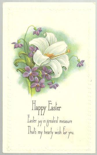 Postcard - Happy Easter Postcard with Lily and Violets