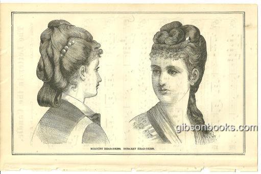 Image for MORNING HEAD-DRESS AND DUBARRY HEAD-DRESS PAGE FROM 1876 PETERSON'S MAGAZINE