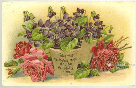Postcard - Victorian Flower Postcard with Love Poem