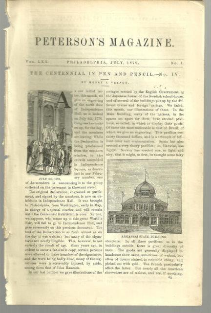 Vernon, Henry - Philadelphia Centennial in Pen and Pencil No. Iv from 1876 Peterson's Magazine