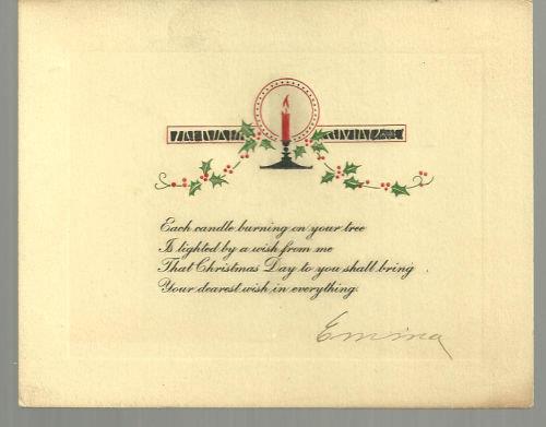 Christmas - Vintage Merry Christmas Card with Candle and Holly