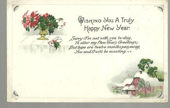 Postcard - Wishing You a Truly Happy New Year Postcard with Snow