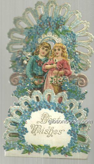 Image for VICTORIAN FOLD OUT BEST WISHES CARD WITH BOY AND GIRL