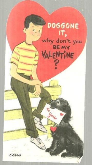 Valentine - Vintage Valentine Card with Boy and His Dog Doggone It