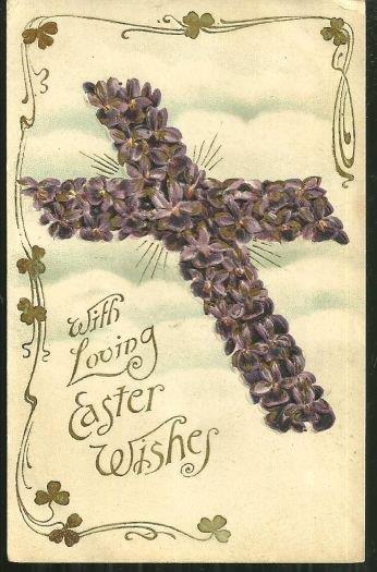 Postcard - Loving Easter Wishes Postcard with Floral Cross