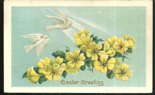 Image for EASTER GREETING POSTCARD WITH TWO DOVES AND FLORAL CROSS