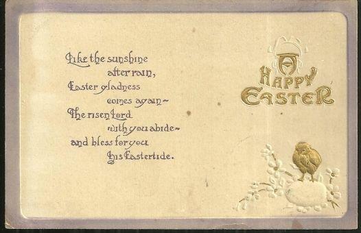 Postcard - Happy Easter Postcard with Gold Chick