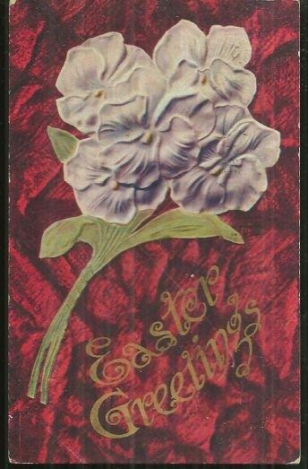 Postcard - Easter Greetings Postcard with Pansy Bouquet