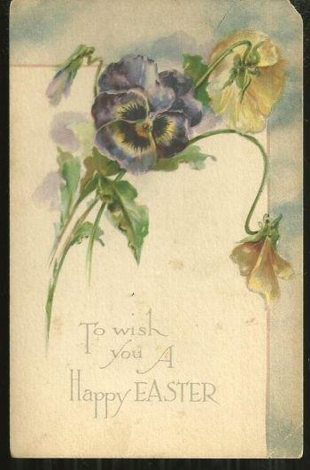 Postcard - Happy Easter Postcard with Pansy Bouquet