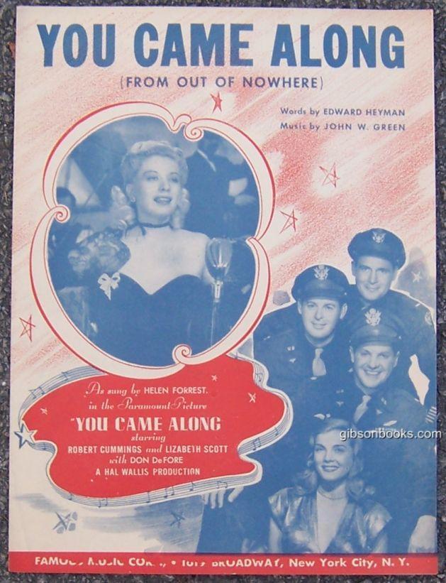 Sheet Music - You Came Along from out of Nowhere