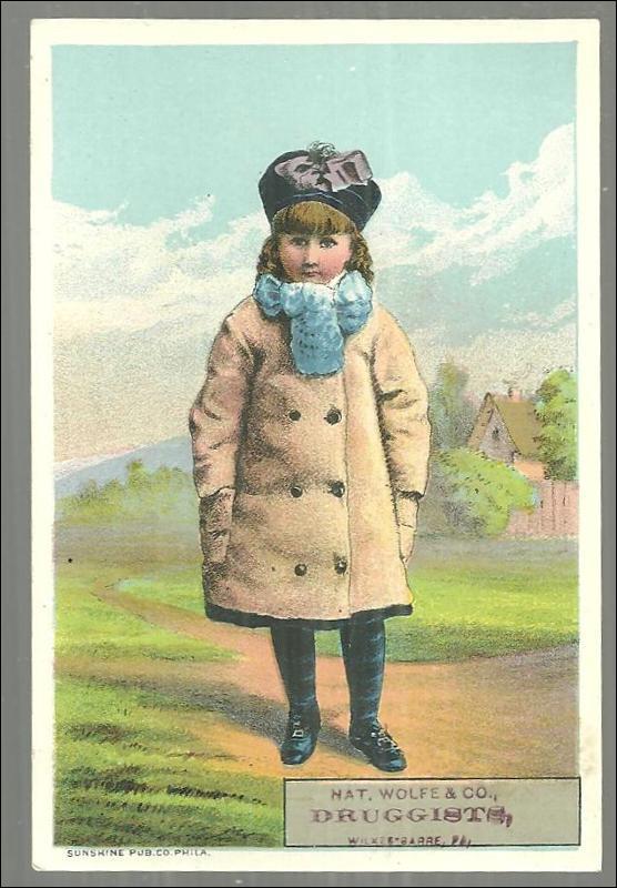 Advertisement - Victorian Trade Card for Nat. Wolfe & Co. , Druggists with Little Girl