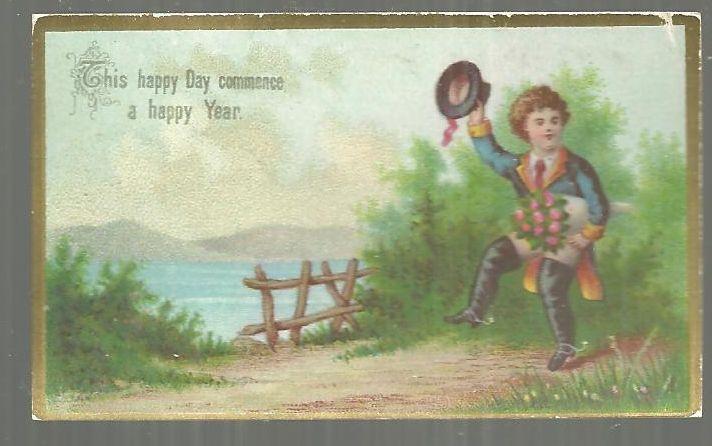 Advertisement - Victorian Card for a Happy Year with Little Boy