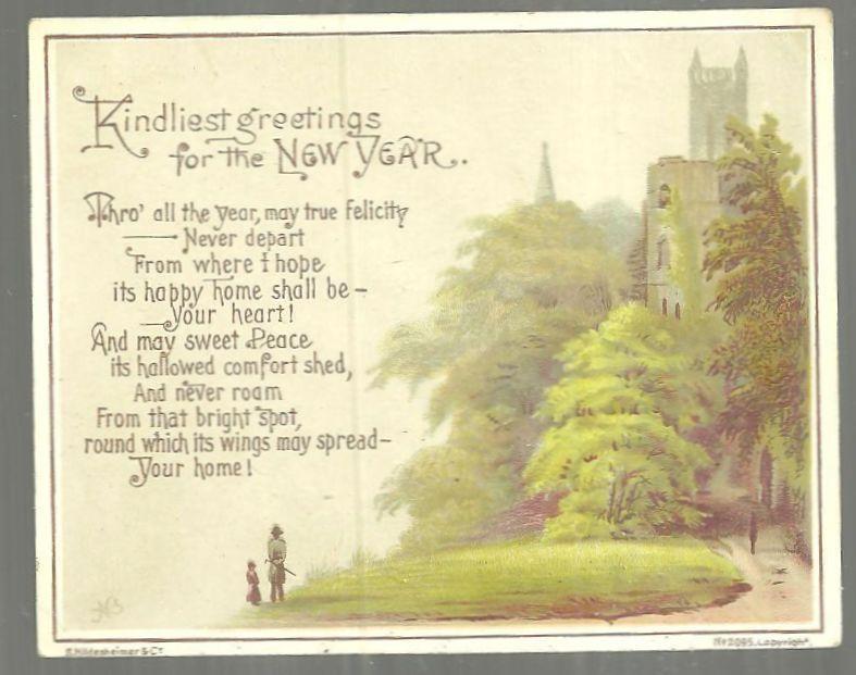 Christmas - Victorian New Year Card with Castle and Landscape