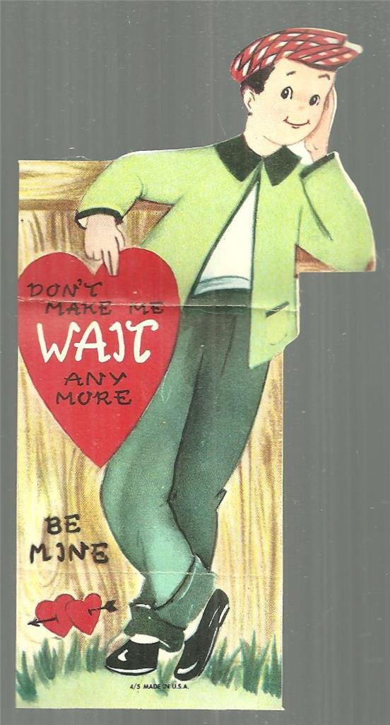 Valentine - Vintage Valentine with Boy Leaning Against Fence
