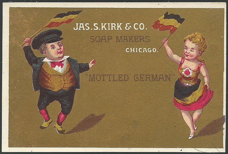 Advertisement - Victorian Trade Card for J S Kirk Soaps with Mottled German