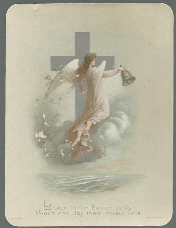 Image for VICTORIAN EASTER CARD WITH SILVER CROSS AND ANGEL