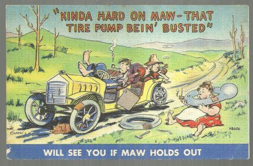 Image for COMIC POSTCARD OF HILLBILLY FAMILY TRAVELING IN CAR